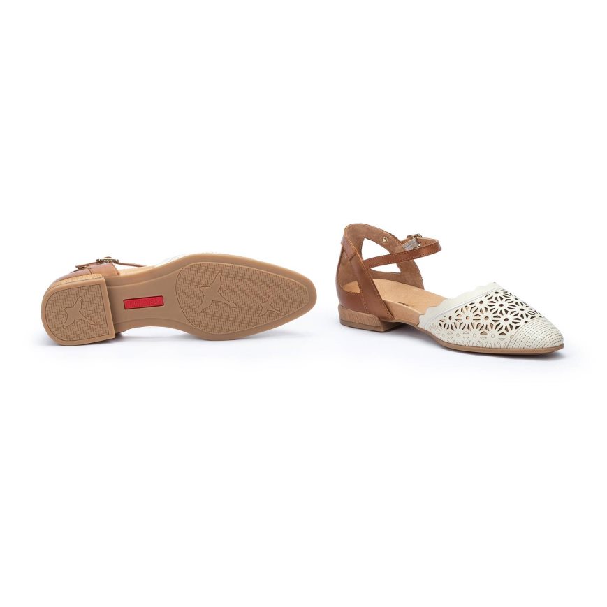 Women's Pikolinos BENISSA Flat Sandals Brown / White | NZ L7QA839